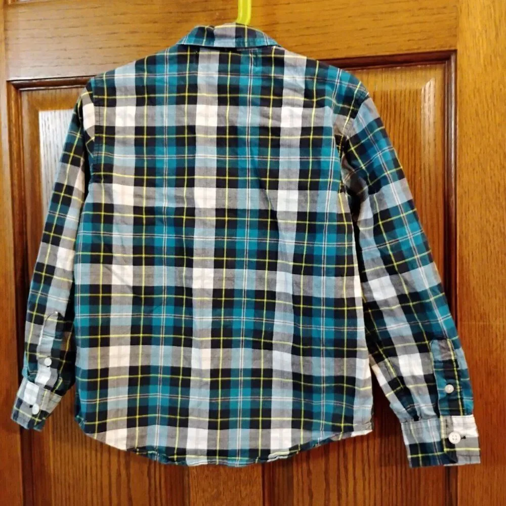 Old Navy Blue Gray Plaid Long Sleeve Button Down Shirt Size S